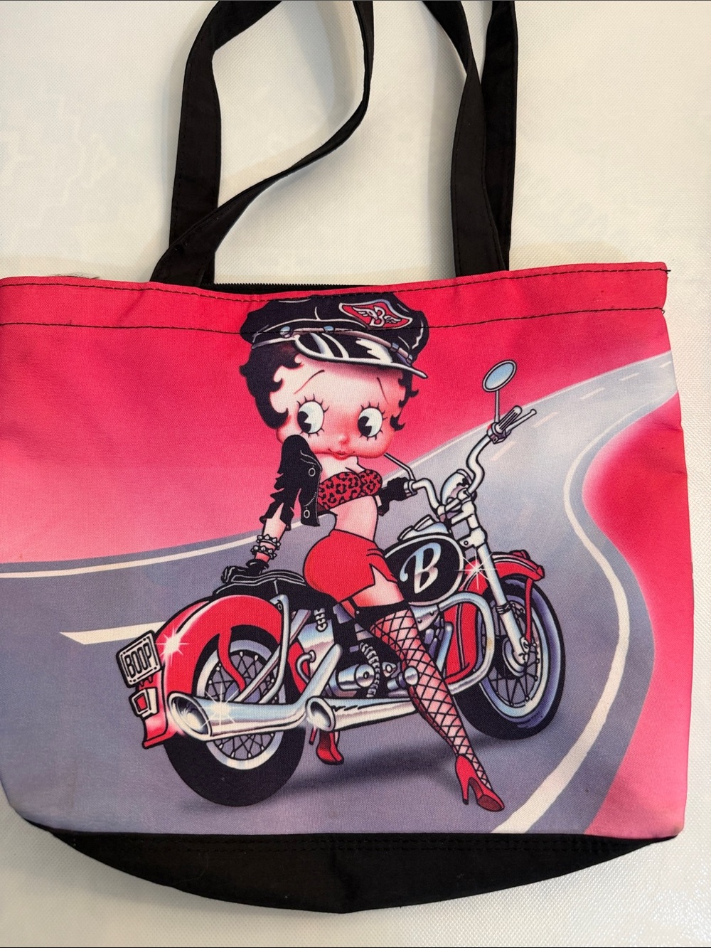 Betty Boop Pink and Black Motorcycle Tote